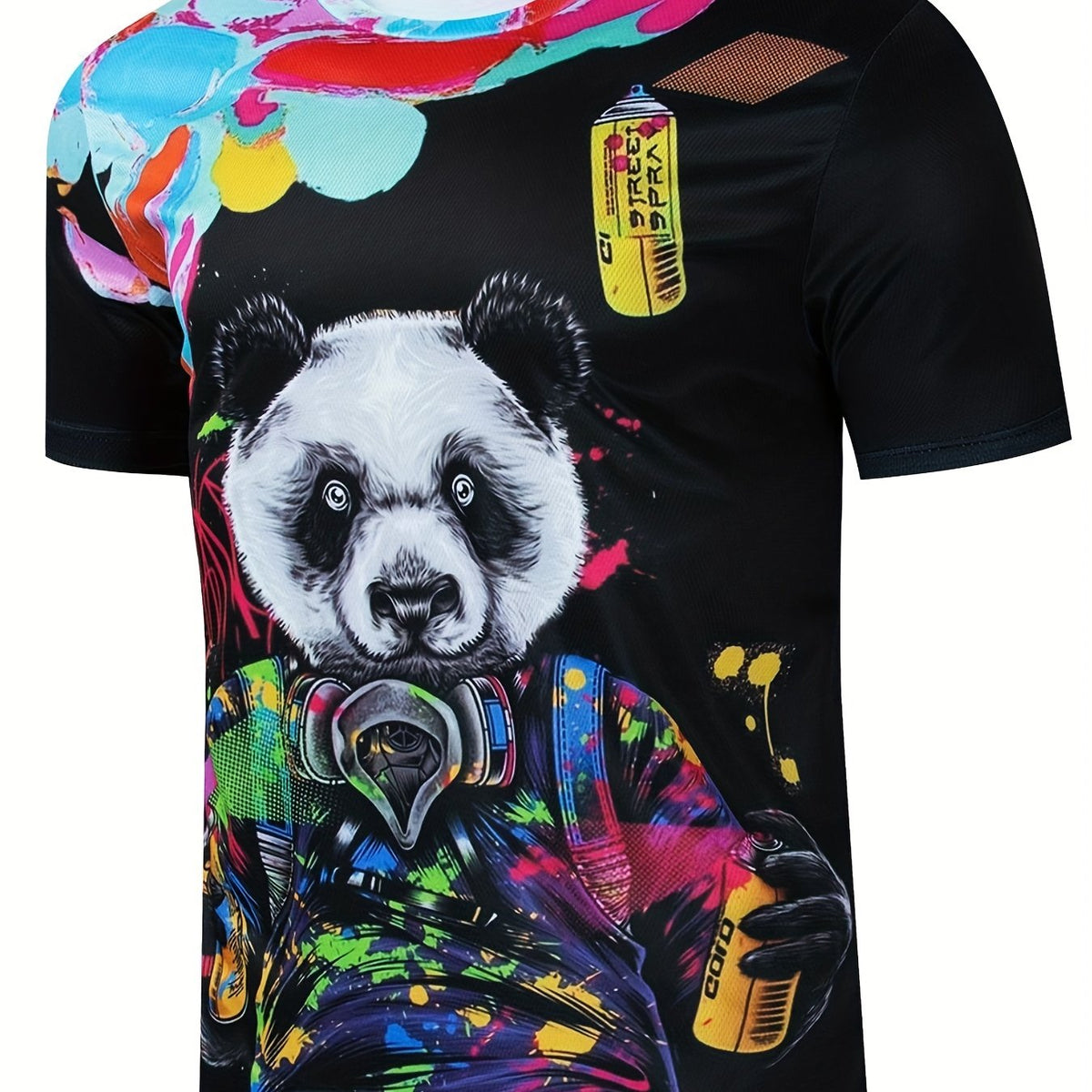 Men's Panda Print T Shirt for Spring & Summer