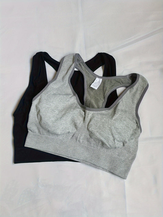 2pcs Racerback Sports Tank Tops Crew Neck Sleeveless Top
