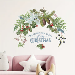 Christmas Wall Stickers Pine Branches Pinecones Decals