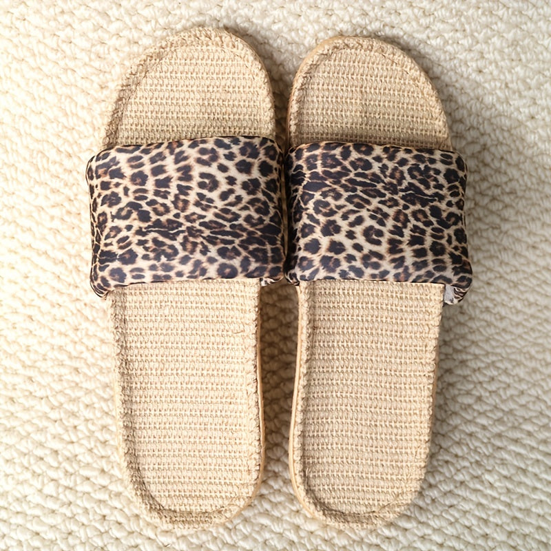 Leopard Print Slide Sandals for Women