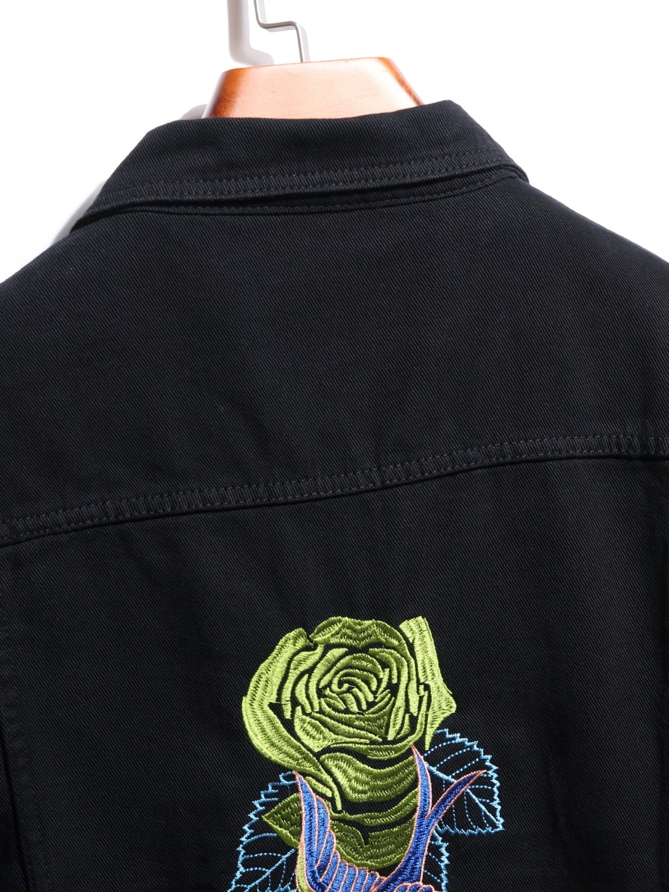 Men's Denim Jackets with Embroidered Roses