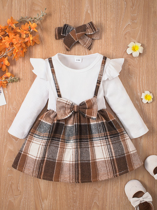 Baby Girl's Casual Plaid Dress Long Sleeve