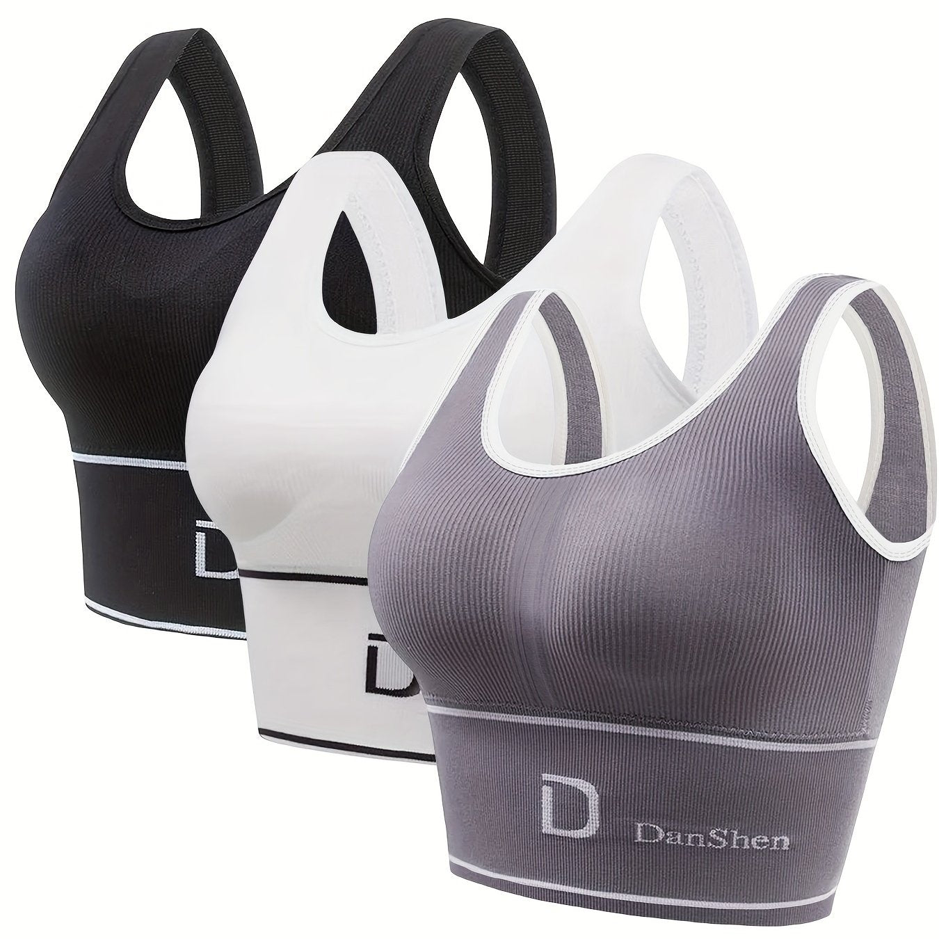 3 Pack Wireless Shockproof Sports Bra - Full Coverage High Performance