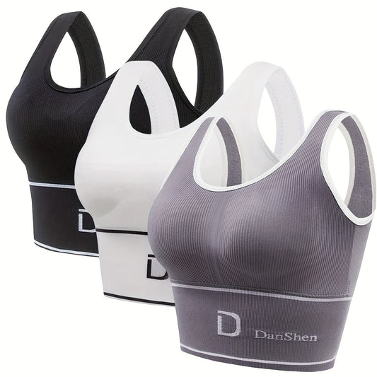 3 Pack Wireless Shockproof Sports Bra - Full Coverage High Performance
