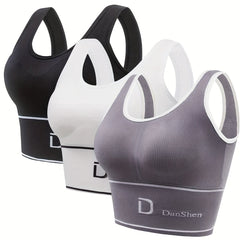 3 Pack Wireless Shockproof Sports Bra - Full Coverage High Performance