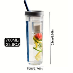 Transparent Water Bottle with Straw for Outdoor Sports and Camping