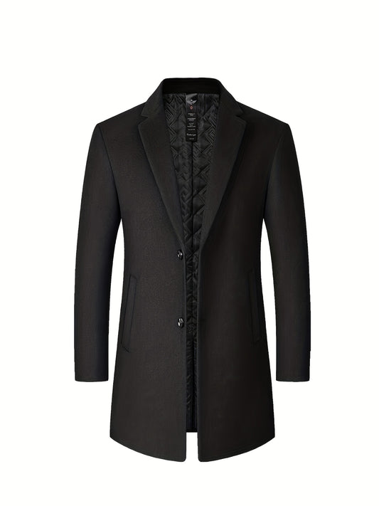 Men's Woolen Coat Single Breasted Casual Windbreaker Jacket