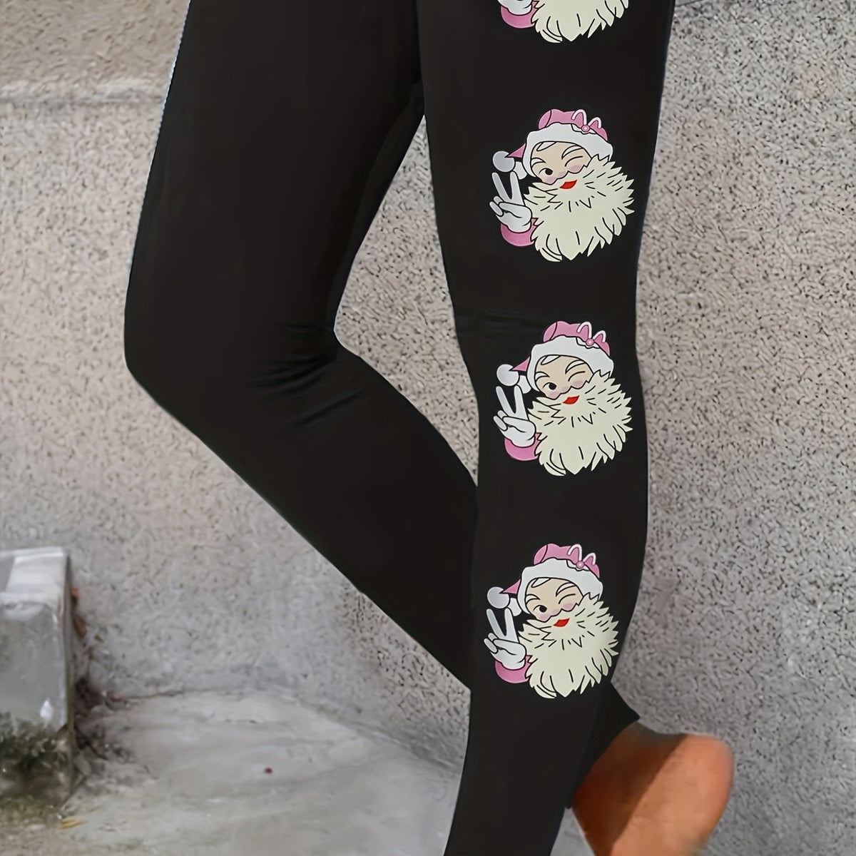  Christmas Leggings Women's Plus Santa Claus Print Medium Stretch
