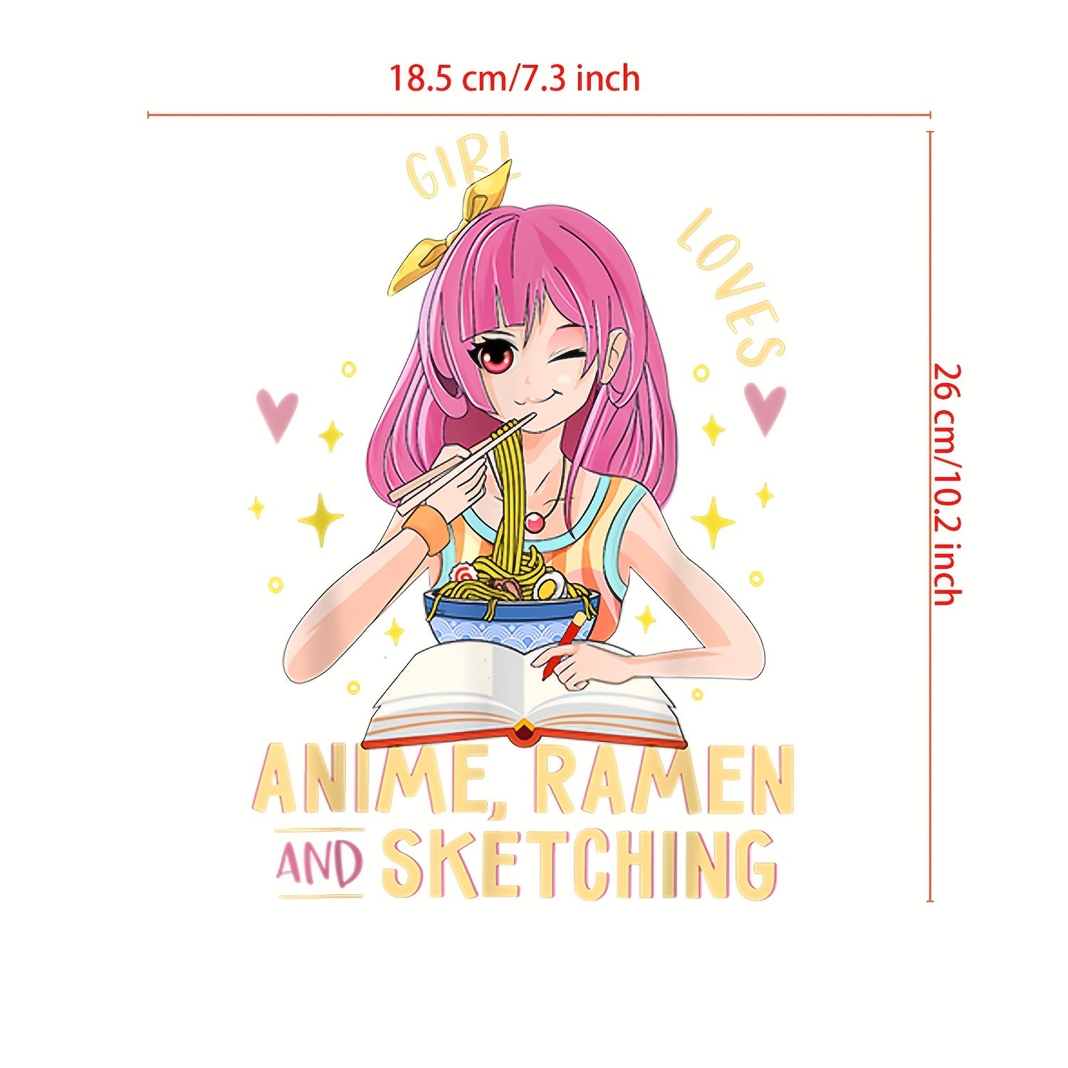 Ramen Cartoon Iron On Heat Transfer Sticker For Girls DIY T Shirt Backpack