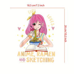 Ramen Cartoon Iron On Heat Transfer Sticker For Girls DIY T Shirt Backpack