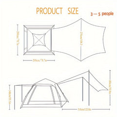 Durable 2 in 1 Canopy and Tent - Waterproof and Portable - Fits 3-8 Persons