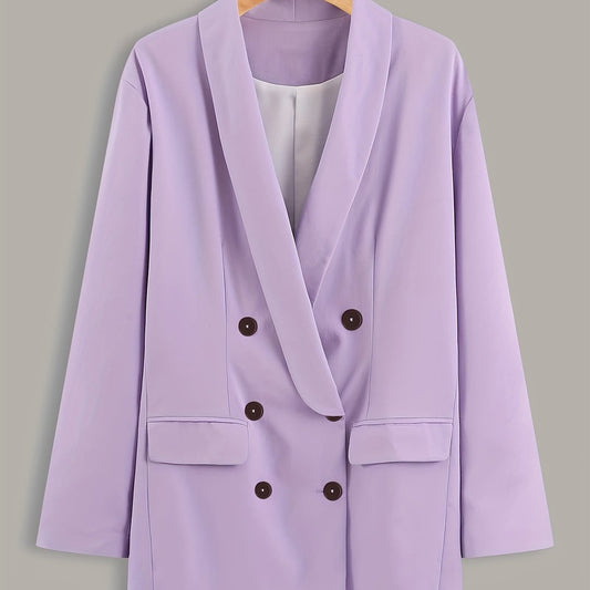  Solid Button Up Long Sleeve Blazer