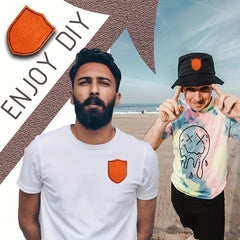 20 PCS Orange Pu Leather Patches Shield Row For Men