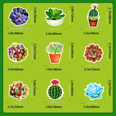 50pcs Waterproof Succulent Stickers Water Bottle Laptop Skateboard Scrapbook