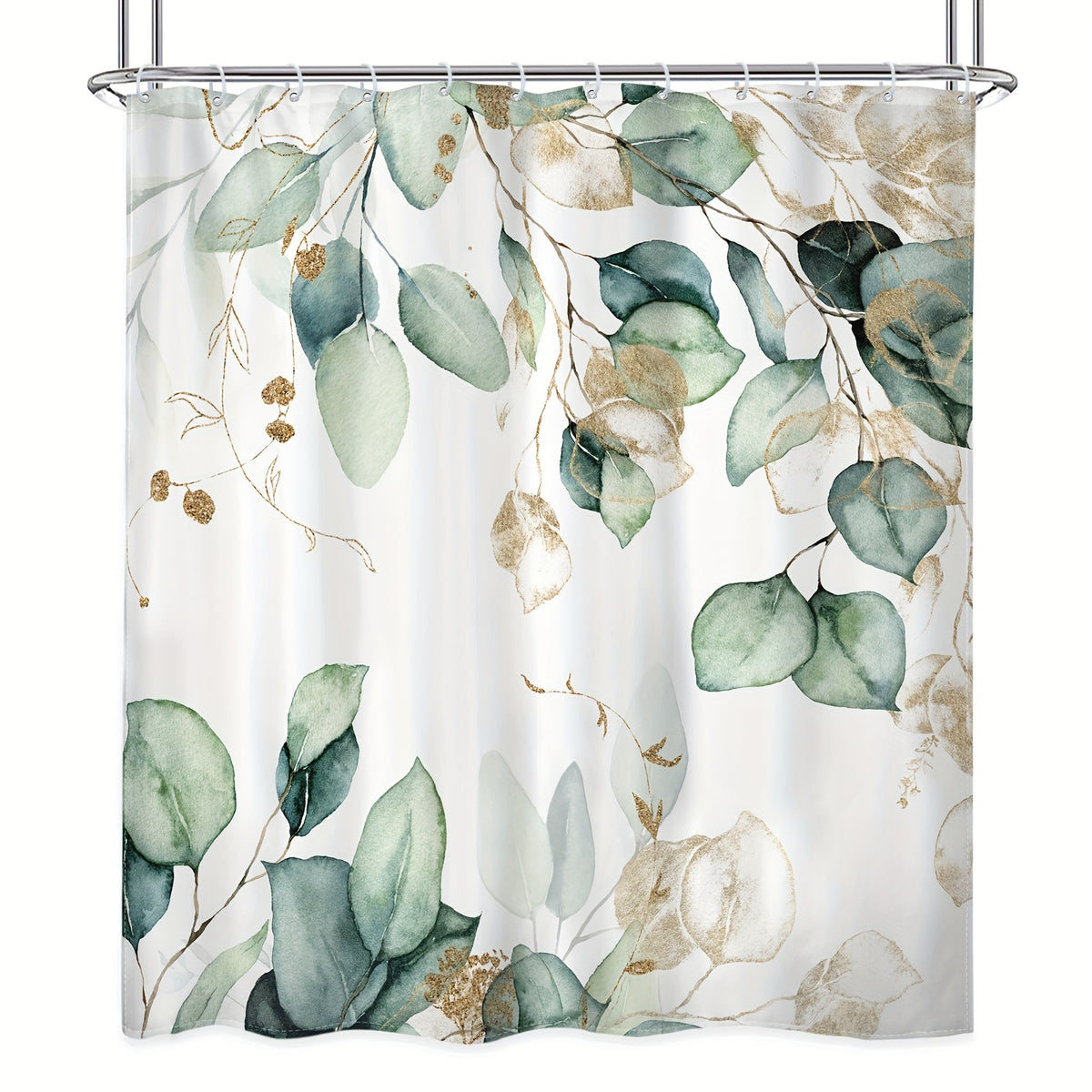 Polyester Eucalyptus Leaf Green Plant Shower Curtain - 70.87 inches