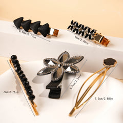5 Flower Clover Rhinestone Hair Clips Vintage Barrette Hair Accessories