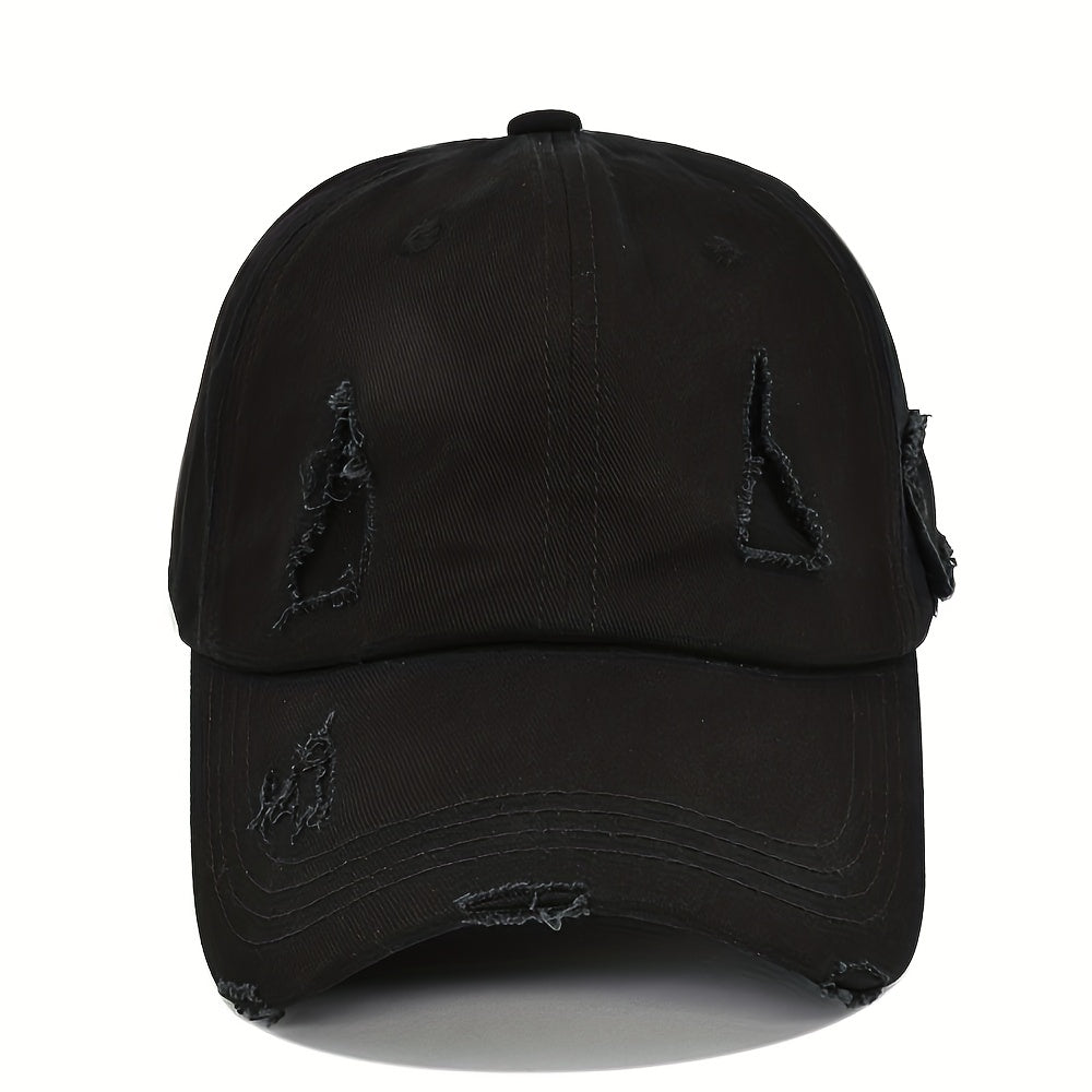 Ripped Baseball Cap Adjustable Cotton Dad Hat Casual Sun Hats