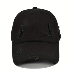 Ripped Baseball Cap Adjustable Cotton Dad Hat Casual Sun Hats