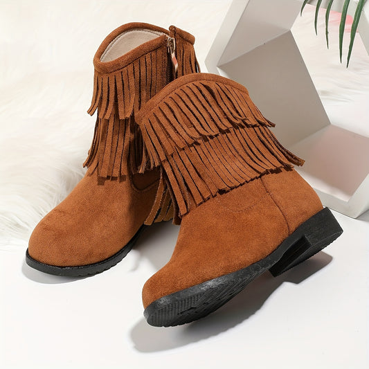 Girls' Fleece Lined Mid Calf Boots Geometric Design