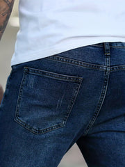Men's Slim Fit High Stretch Jeans - Distressed Denim Pants
