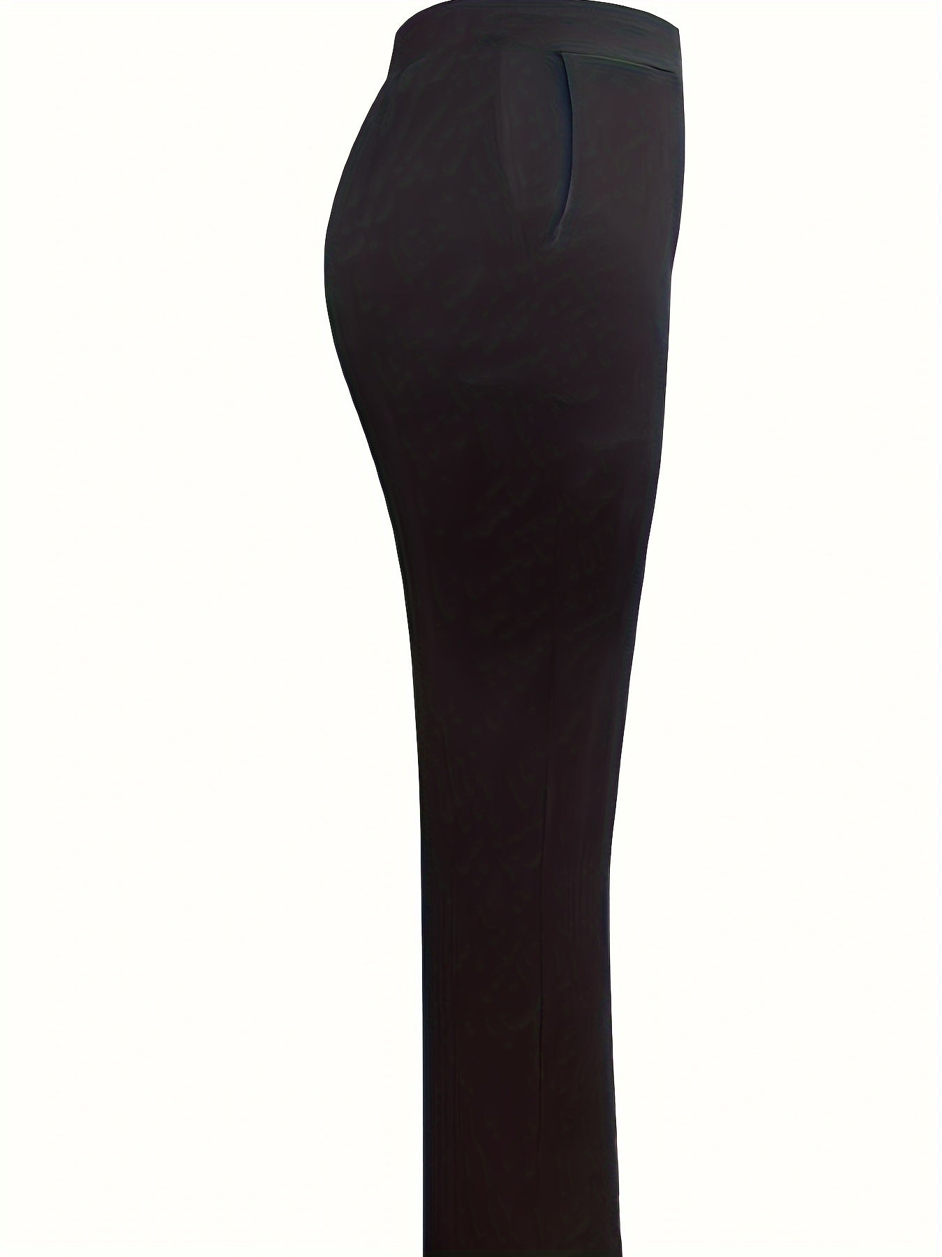  Solid High Rise Straight Leg Pants With Pockets