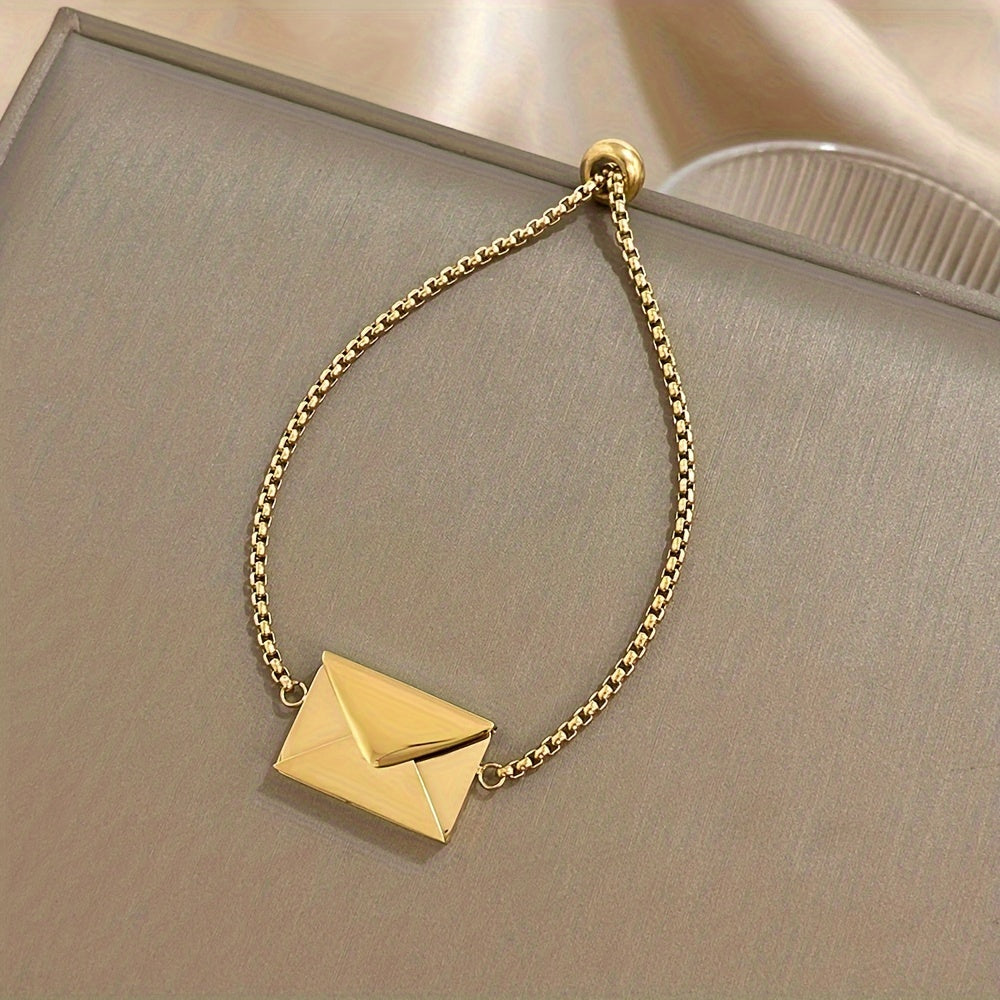 18K Plated Stainless Steel Envelope Pendant Bracelet