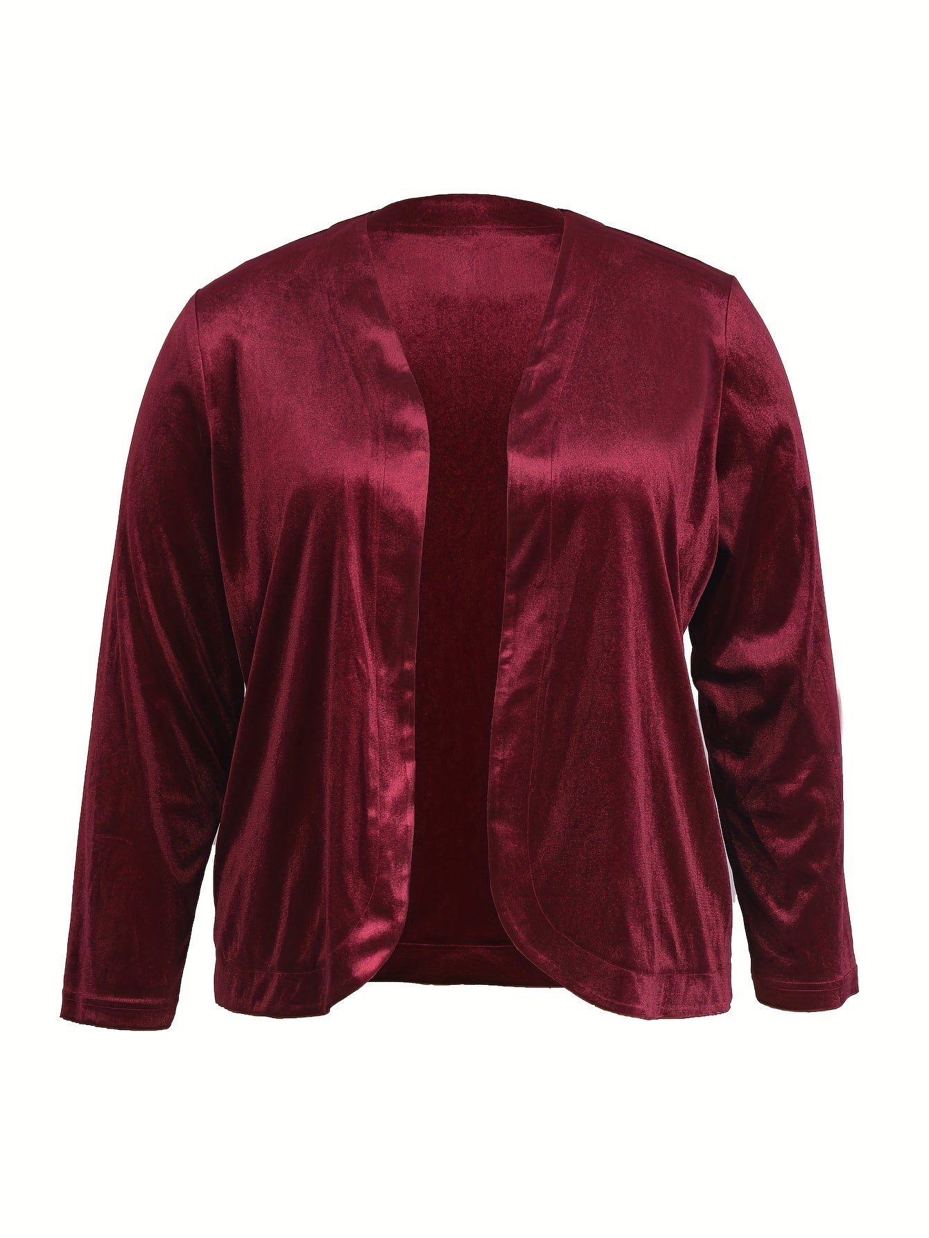 Women's Plus Satin Long Sleeve Open Front Cardigan