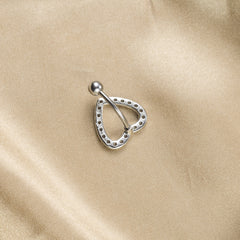 Heart Cutout Stainless Steel Navel Piercing with Zircon