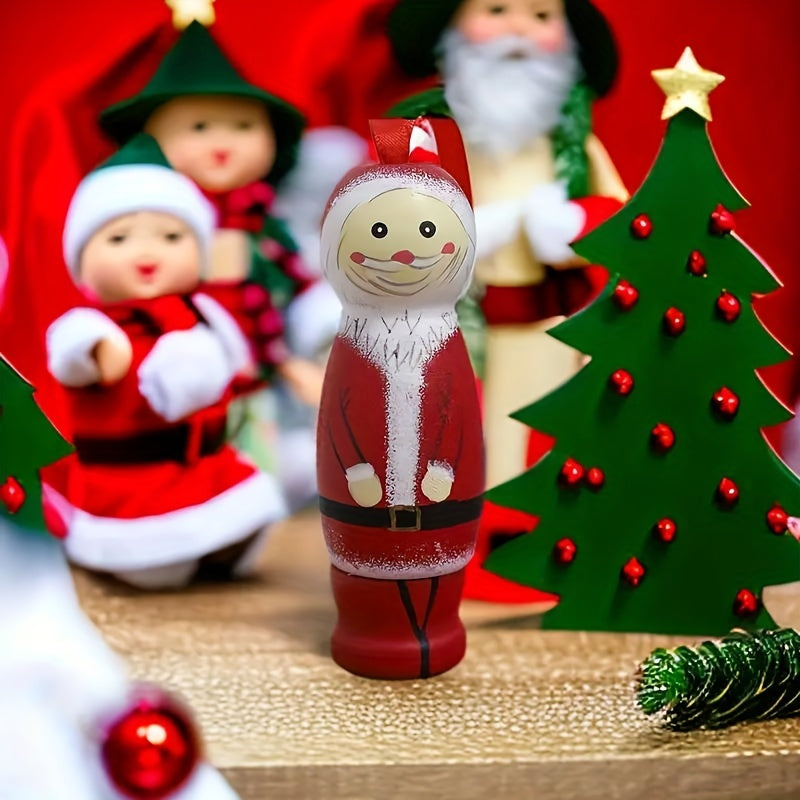 Funny Santa Pendant Christmas Ornaments Tree Decorations Wooden Standing Santa