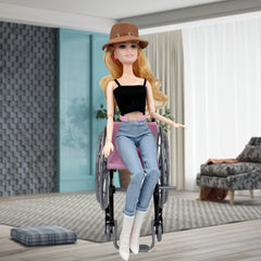5 Inch Plastic Doll Wheelchair Toy for Doll House Gift