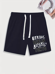 Big City Name Print Men's Comfy Active Shorts