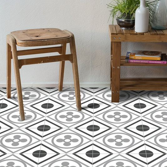 Peel And Stick Floor Tile 19.99x19 Moroccan Gray Mosaic Tile Look