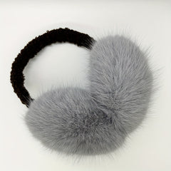 Women's Plush Fleece Ear Warmers Soft Foldable Winter Ear Muffs Brown & Grey