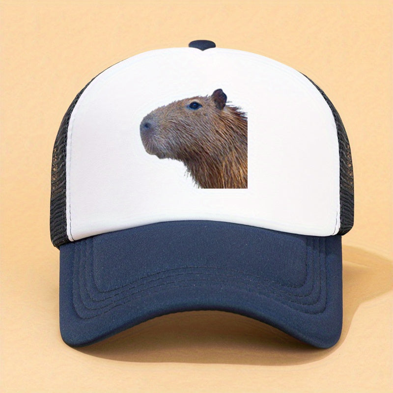 Capybara Printed Trucker Hat Mesh Sunshade Baseball Cap