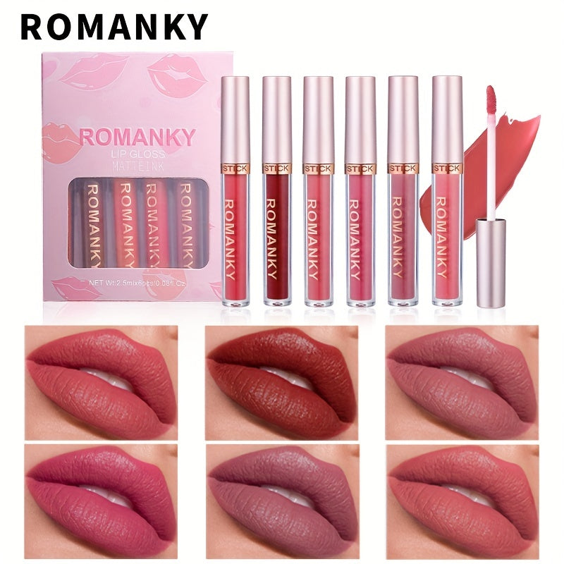 6-color Matte Velvet Lipstick Set Long Lasting Liquid Tint for Women