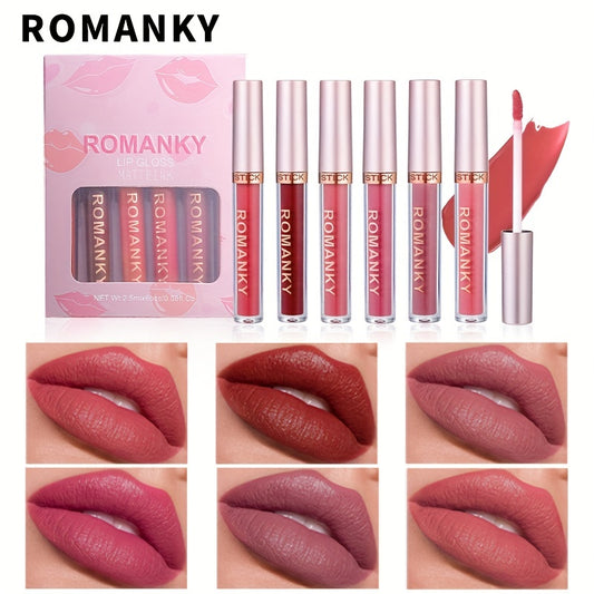6-color Matte Velvet Lipstick Set Long Lasting Liquid Tint for Women