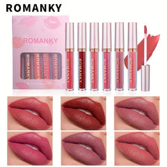 6-color Matte Velvet Lipstick Set Long Lasting Liquid Tint for Women
