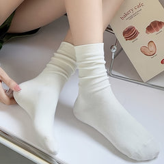 Women's Solid Mid Tube Socks, 5 Pairs