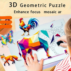 Children's 3D Geometric Puzzle Set DIY Sticker Toys for Kids Aged 3