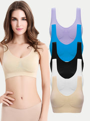 5pcs Pleats Wireless Vest Bralettes Backless Everyday Intimates Bra