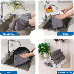 4pcs Waffle Weave Dish Towels Deep Gray Soft Absorbent Quick-drying Mats