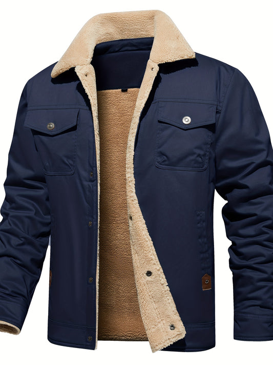 Men's Sherpa Lining Winter Jacket Cotton Cargo Coat