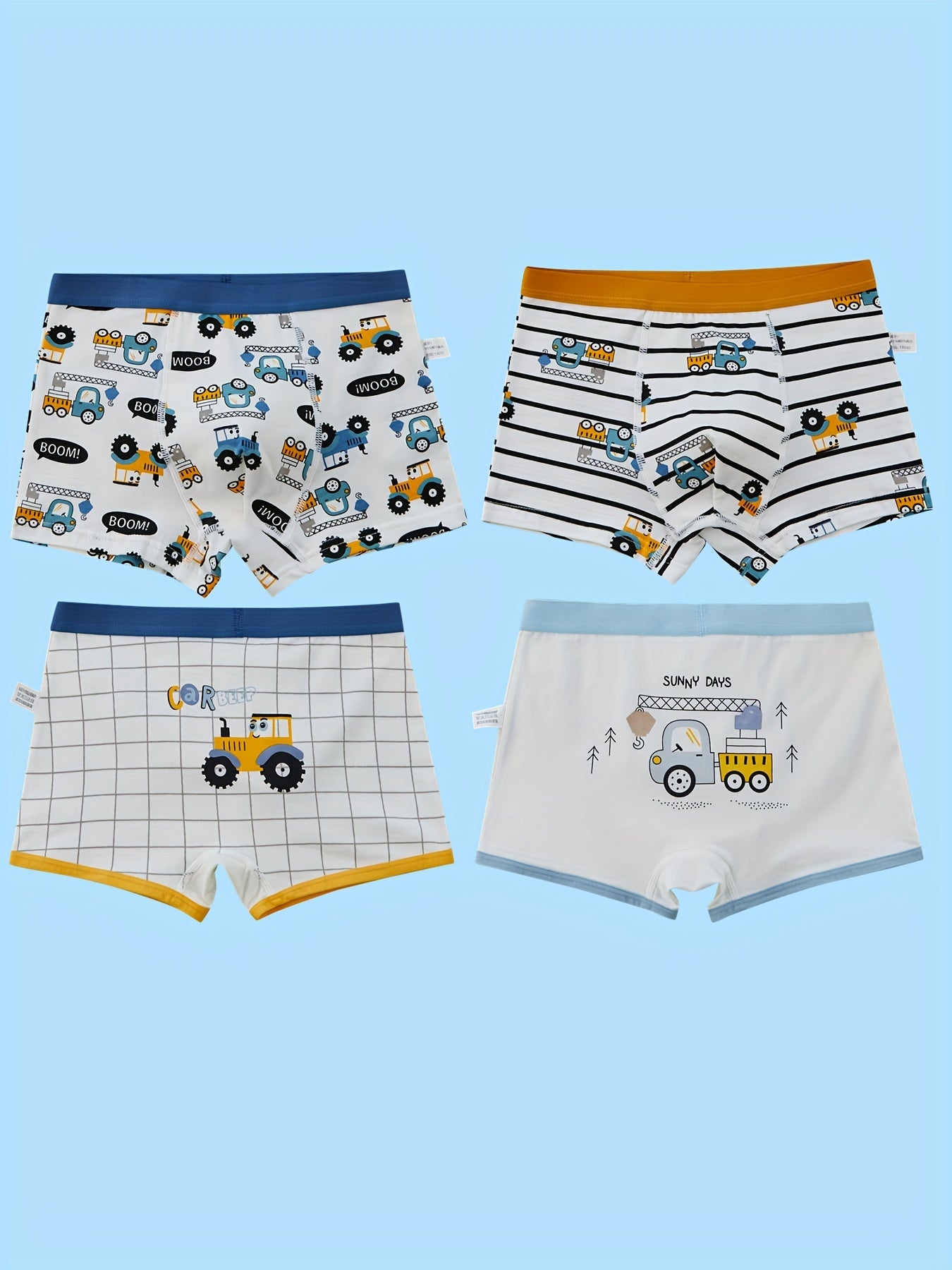 4pcs Astronaut Print Boxer Briefs for Boys
