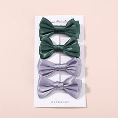 4pcs Handcraft Plain Bow Hair Clip Hair Accessories for Girls Baby Kids