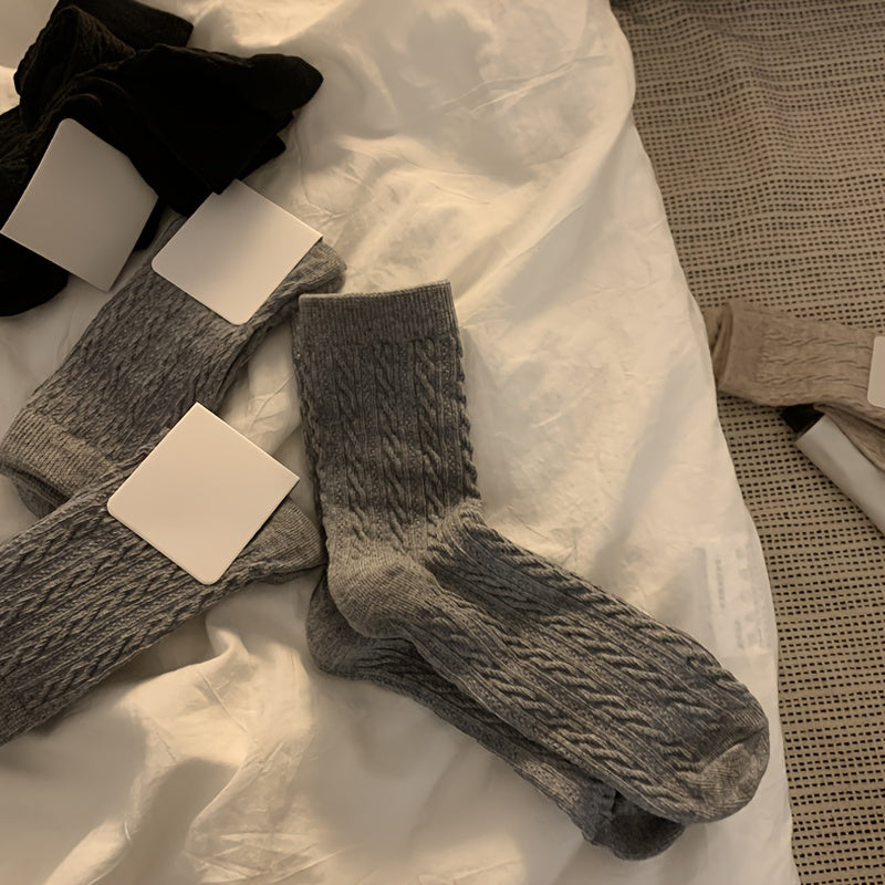 5 Pairs Twist Textured Socks Women's Stockings