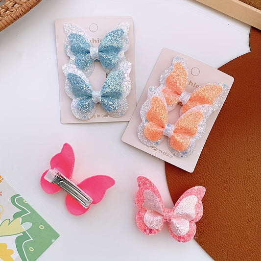 2pcs Butterfly Hairpin Glitter Hair Clips for Girls
