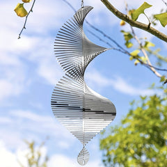 Stainless Steel 3D Petals Garden Wind Spinner Balcony Indoor Pendant