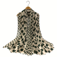 Polka Dot Print Voile Scarf Frayed Edge Head Wrap Warm Shawl
