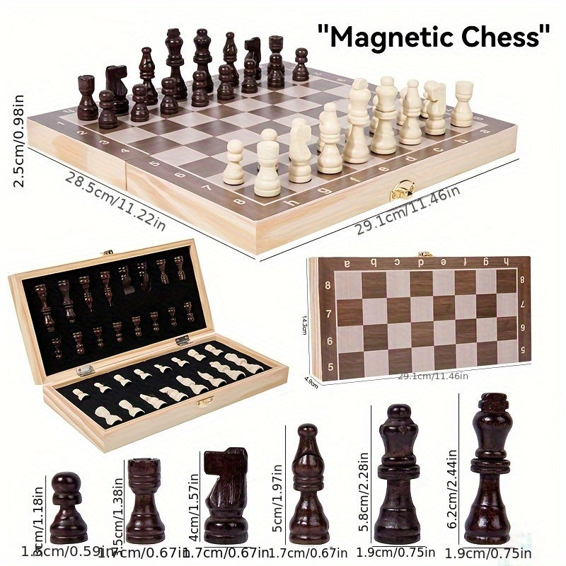 Foldable Magnetic Chess Travel Board Game for Family Gatherings