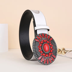 Embossed Bohemian Style Belt Vintage Western Style Cowboy PU Leather Belt